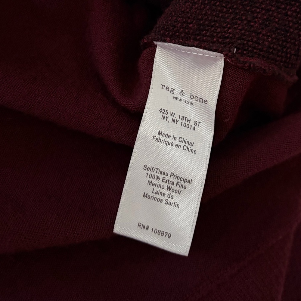 rag & bone taylor v-neck fine merino wool sweater Burgundy size Small - Picture 9 of 15